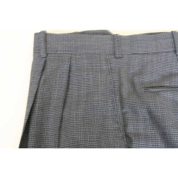 Mens Grey Black Micro Houndstooth Pleated Dress Pants Trousers Slacks - Picture 6 of 12